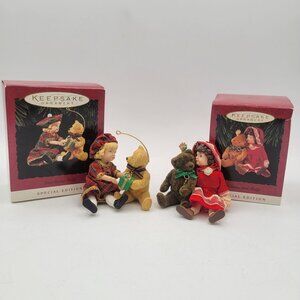 Hallmark Keepsake Ornaments Lot of 2 Vintage Teddy Bears - Julianne & Lucinda